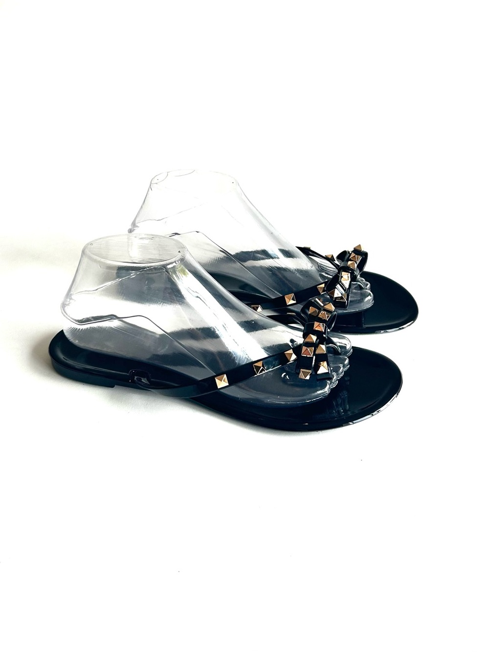New Top Moda Black Synthetic Rubber Outsole Flip Flops Sandals size 10